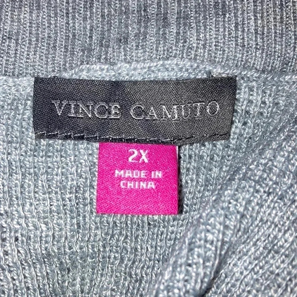 Vince Camuto Stripe Ribbed Knit Button Shoulder Casual Sweater Plus Size 2X Grey - Picture 5 of 6